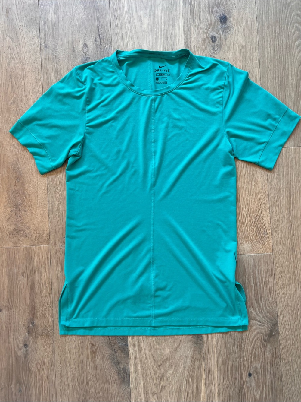 Nike Yoga Dri-FIT Slim Fit Shirt Men’s Small Teal Athletic Workout T-Shirt